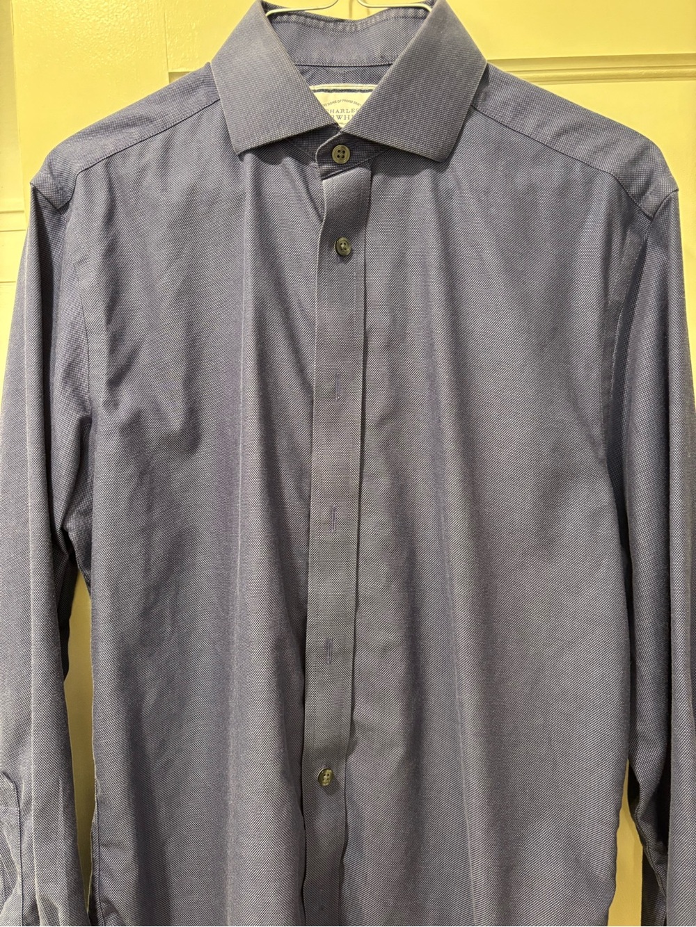 Charles Tyrwhitt Royal Blue Semi-Spread Collar Non-Iron Stretch Texture Shirt